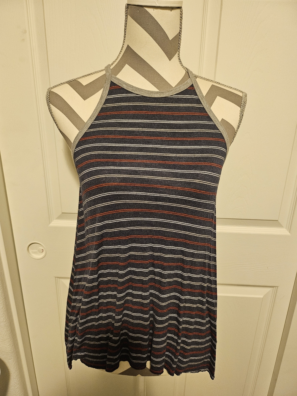 h.i.p. Navy Striped Halter Tank with Red and White Accents